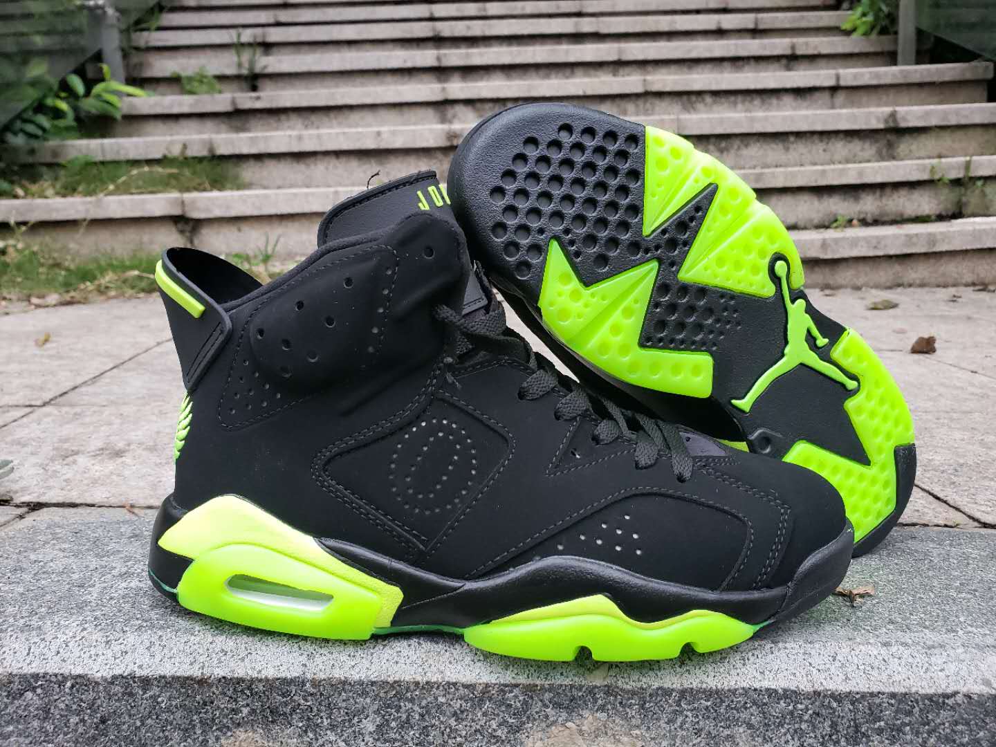 2019 Air Jordan 6 Retro Black Fluorscent Green Shoes - Click Image to Close